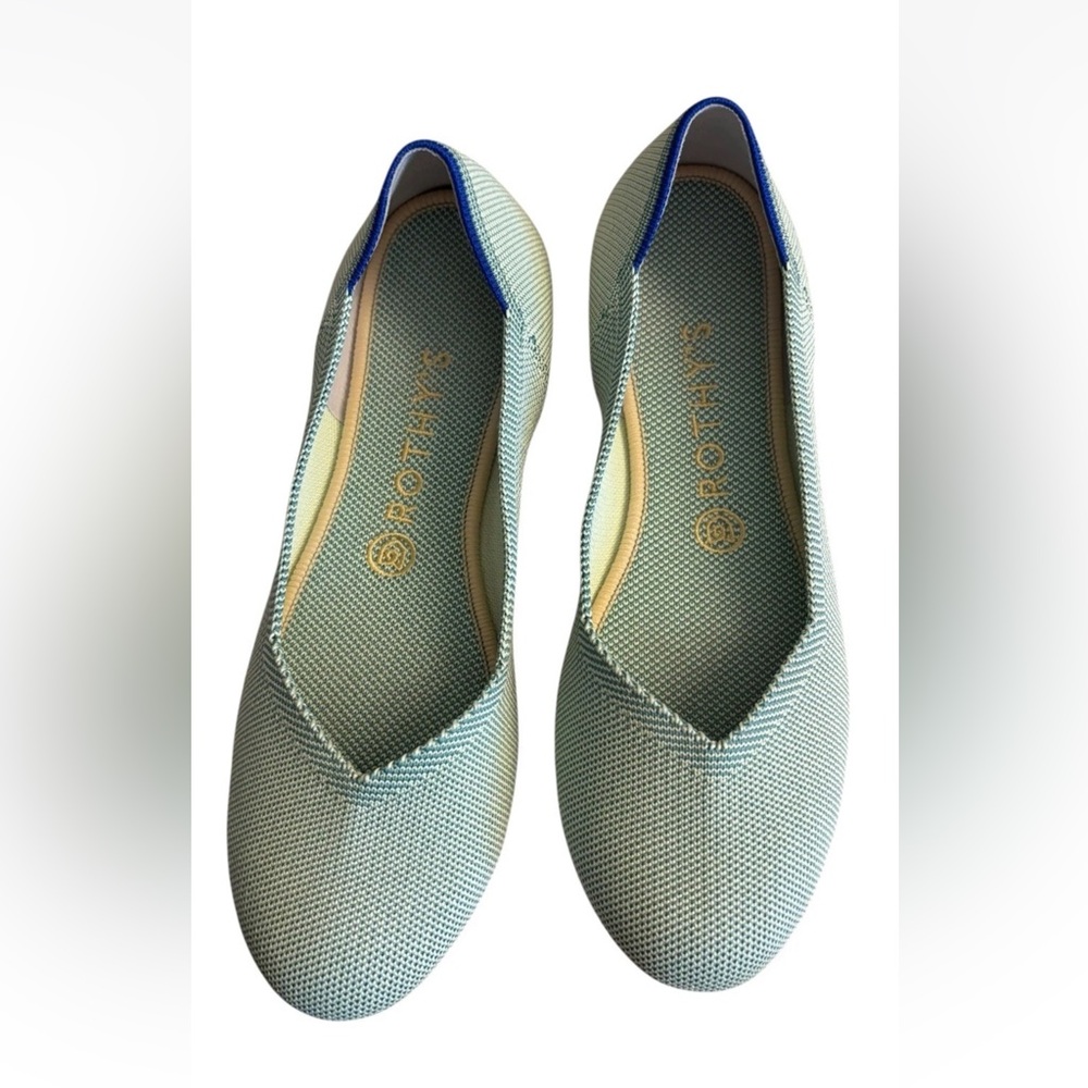 ROTHY'S RETIRED Mint Green The Flat Ballet Flat 8.5 Round Toe Slipper Washable - Picture 2 of 6
